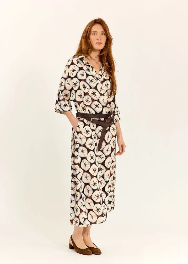Lauren Vidal - Long Printed Collared Nof Dress