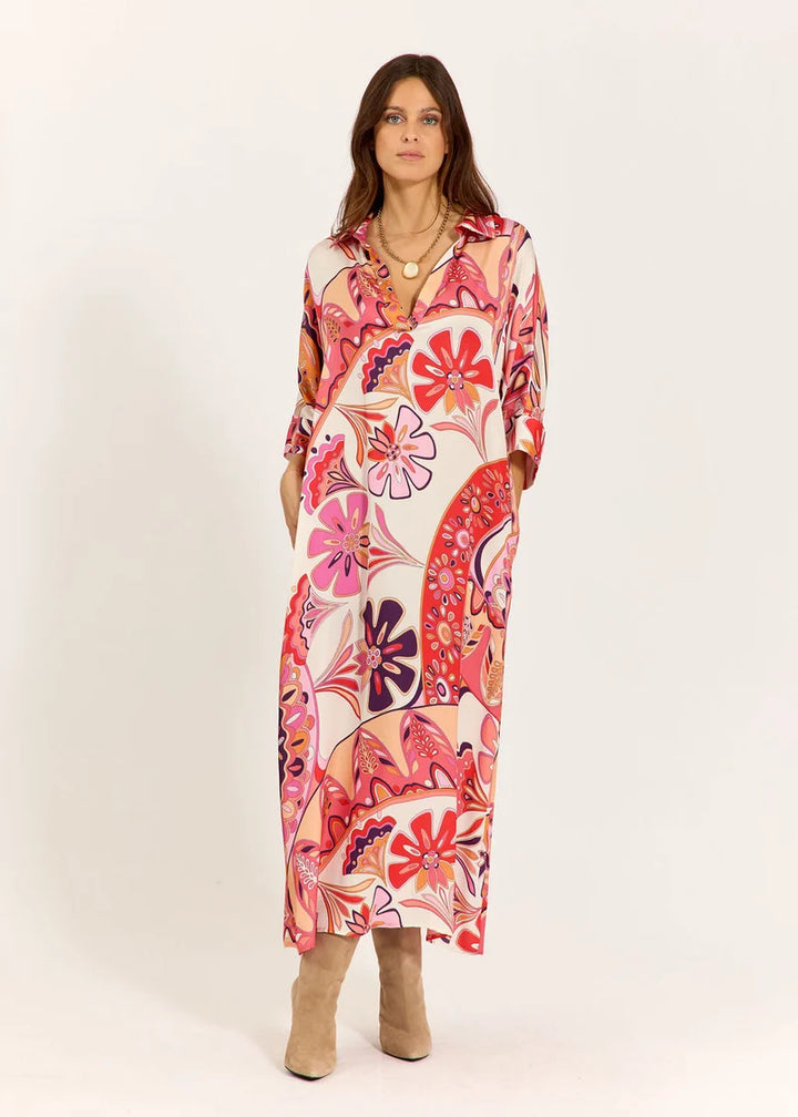 Lauren Vidal - Midi Printed Dress Malt Pink