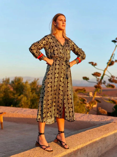 Lauren Vidal Roxie Printed Long Sleeve Dress Maggie Potter