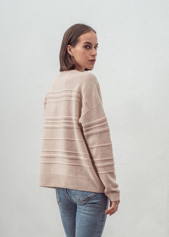 Aleger Cashmere - Cashmere Blend Loopy Oversized Crewneck Shell Beige