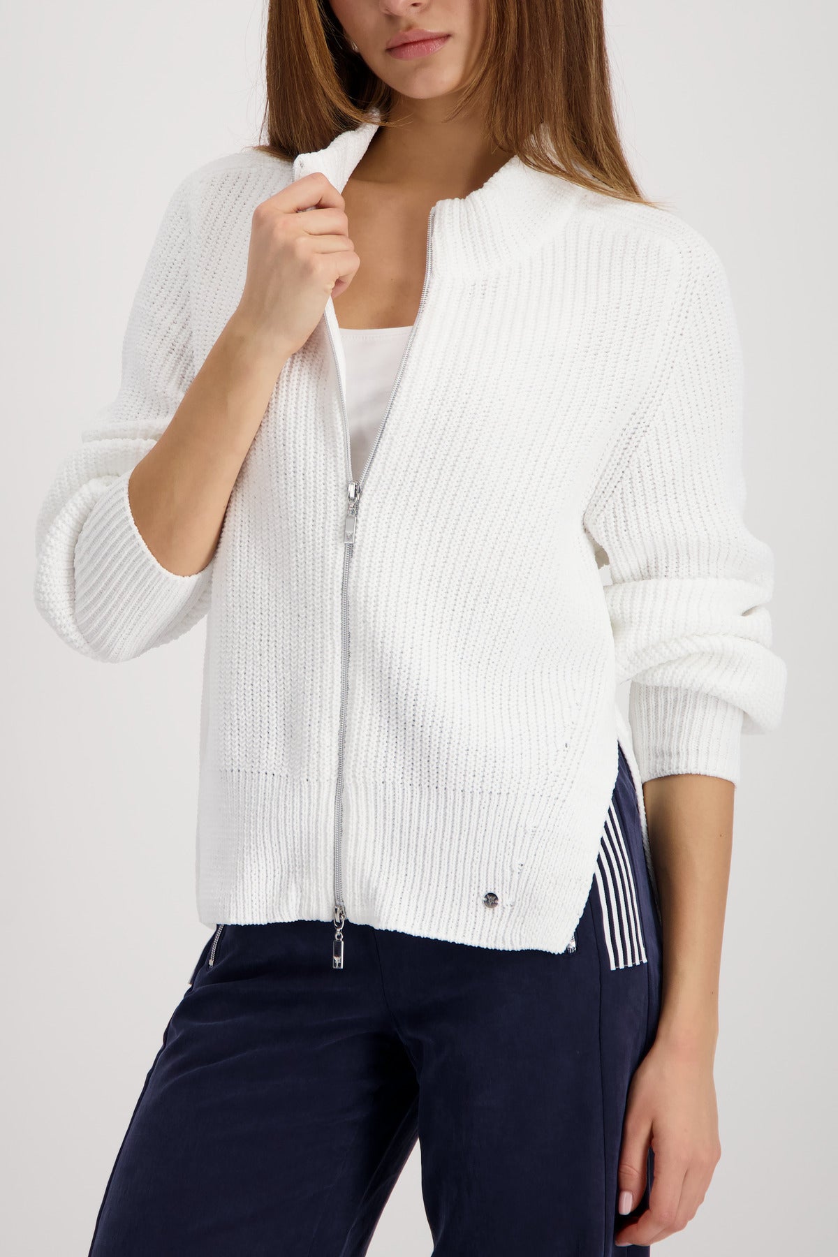 Monari - Chenille Zip Up Cardigan