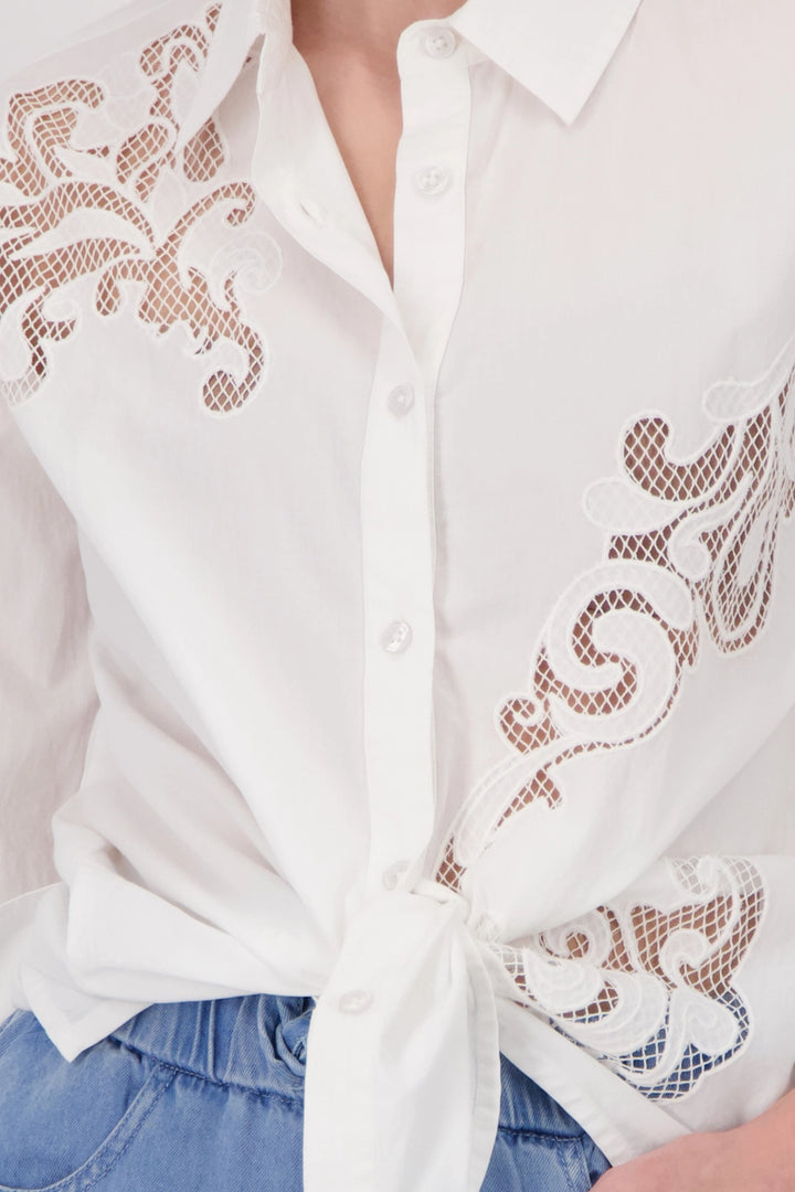 Monari - Embroidery Cream Blouse