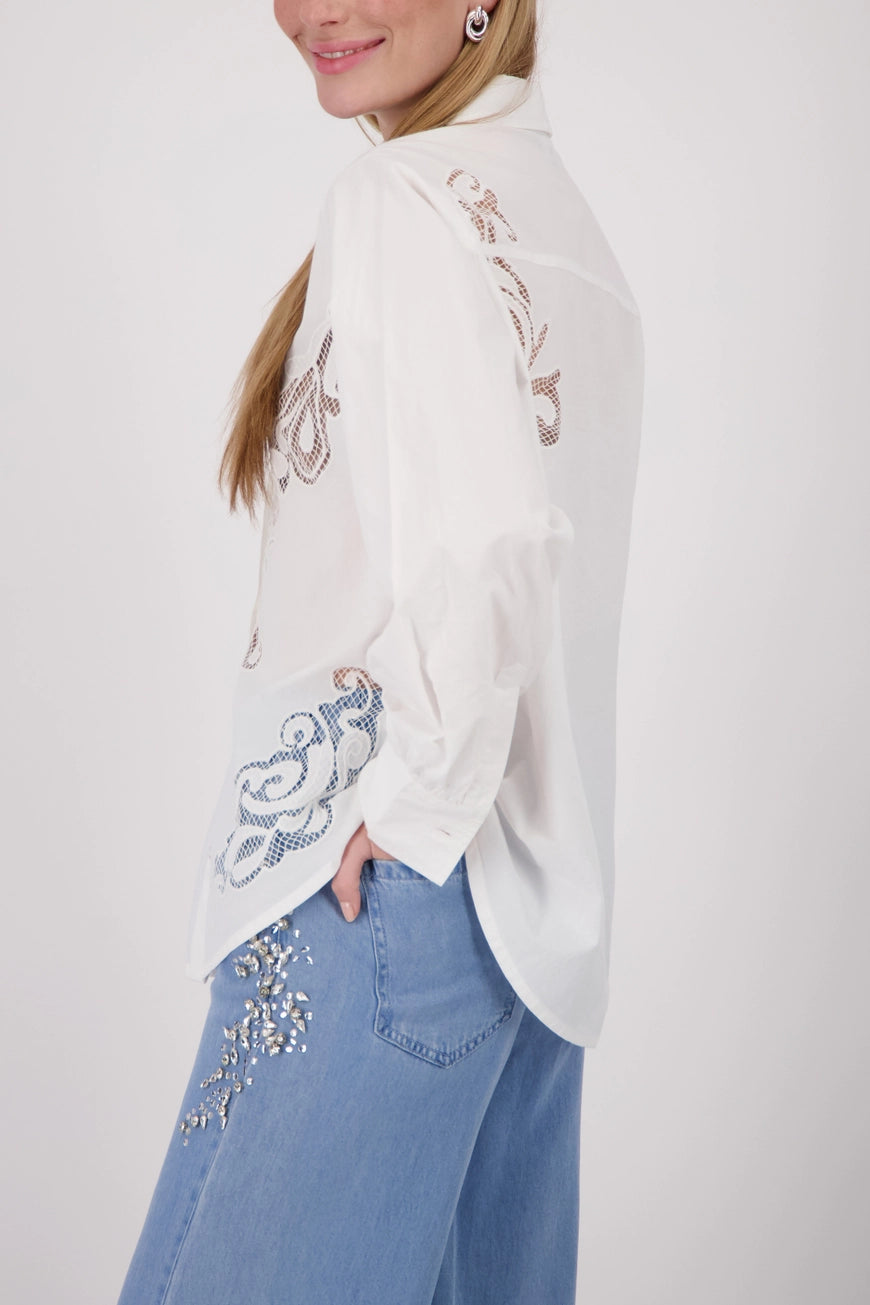 Monari - Embroidery Cream Blouse