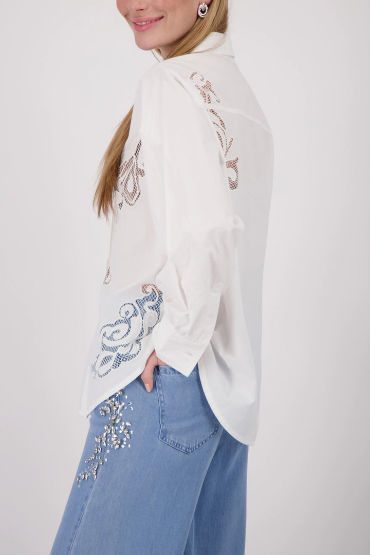 Monari - Embroidery Cream Blouse