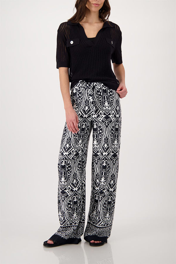 Monari - Openwork Polo Sweater