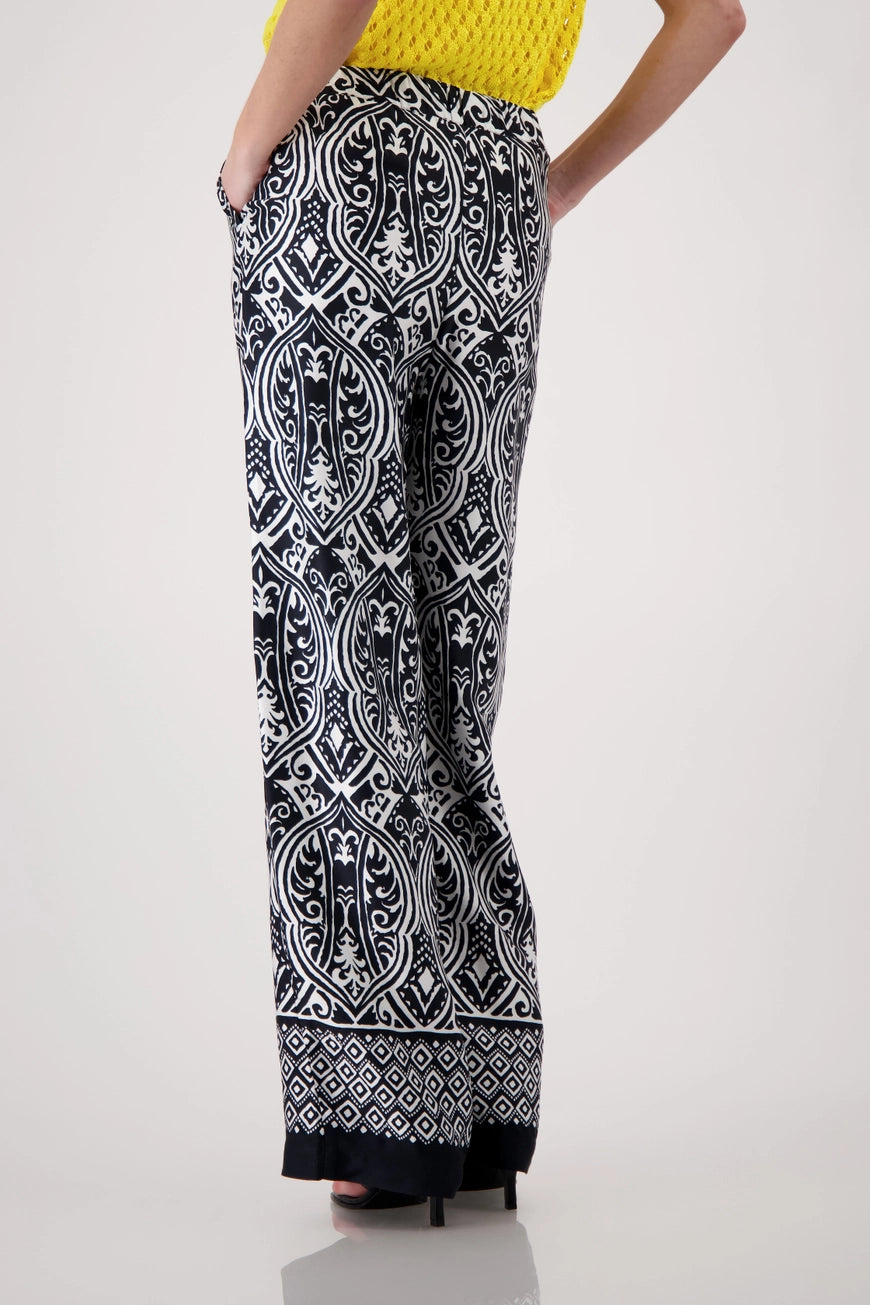 Monari - Palazzo Pants with Ornamental Pattern