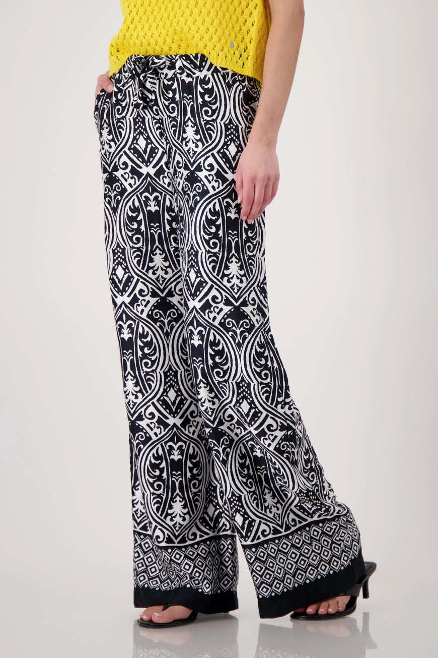 Monari - Palazzo Pants with Ornamental Pattern