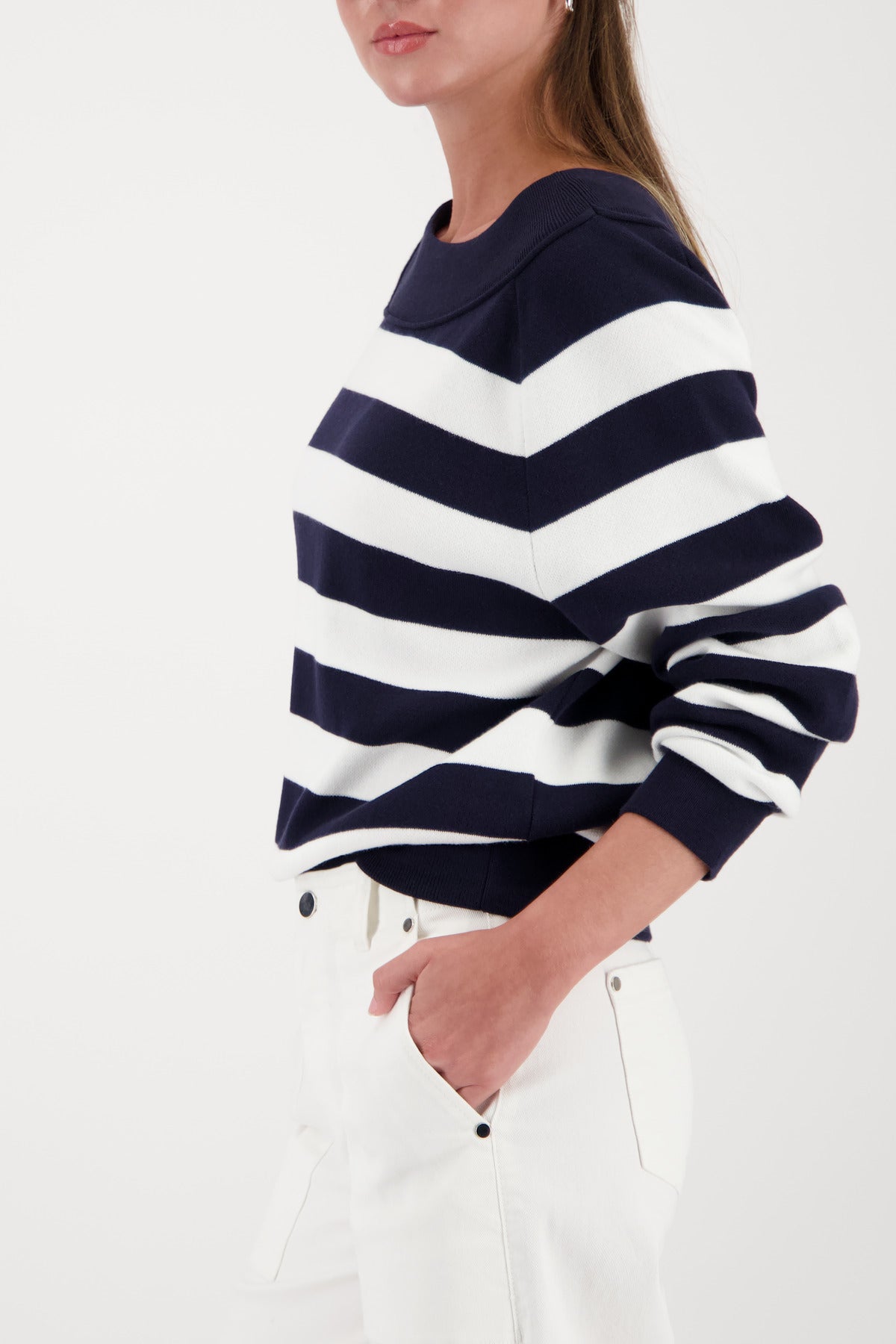Monari - Ribbed Striped Cotton Sweater