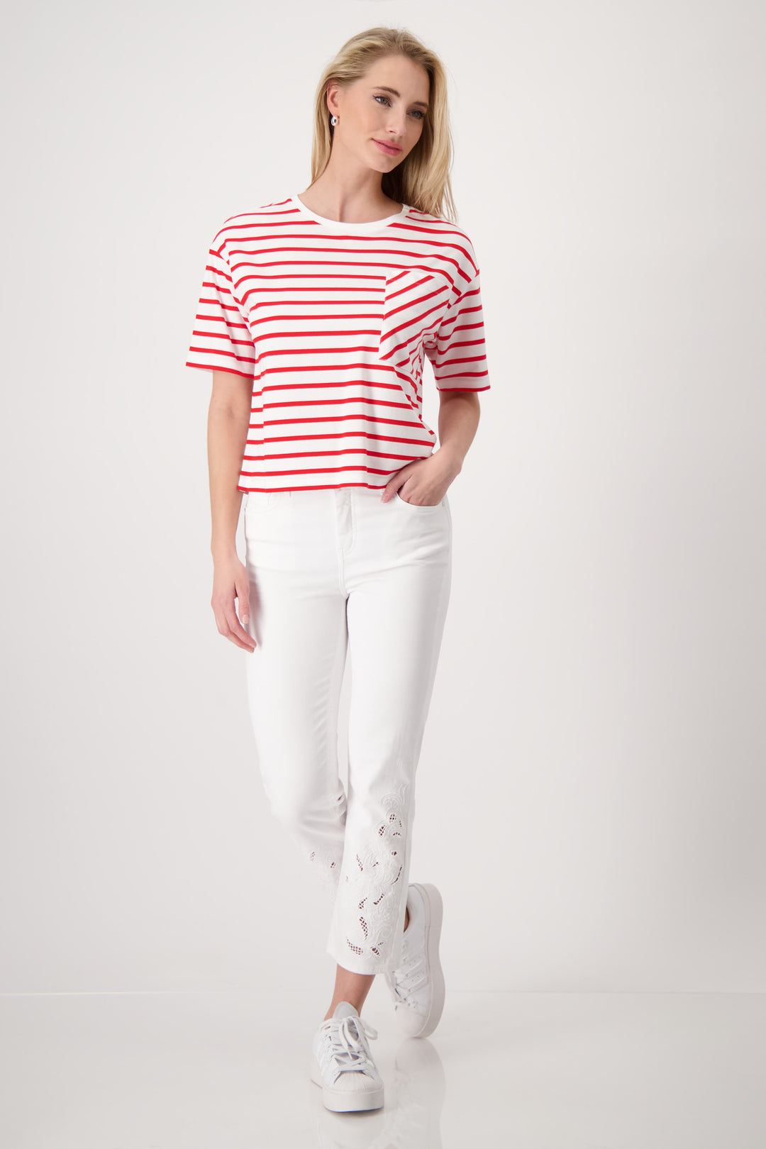 Monari - Round Neck Striped T-Shirt