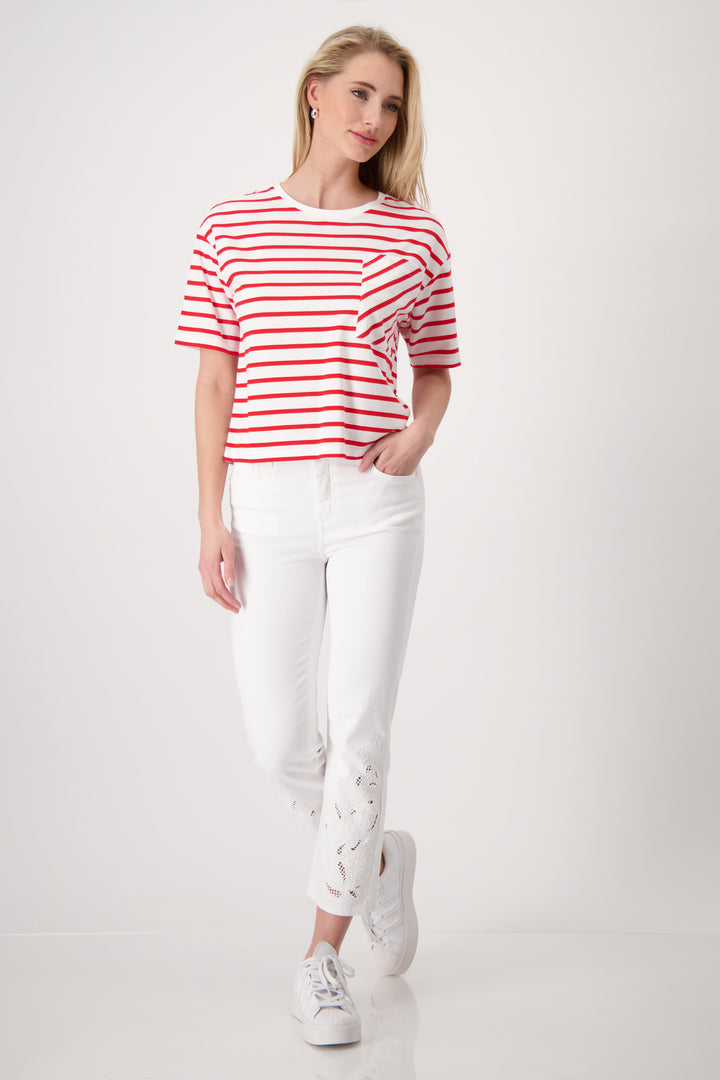 Monari - Round Neck Striped T-Shirt