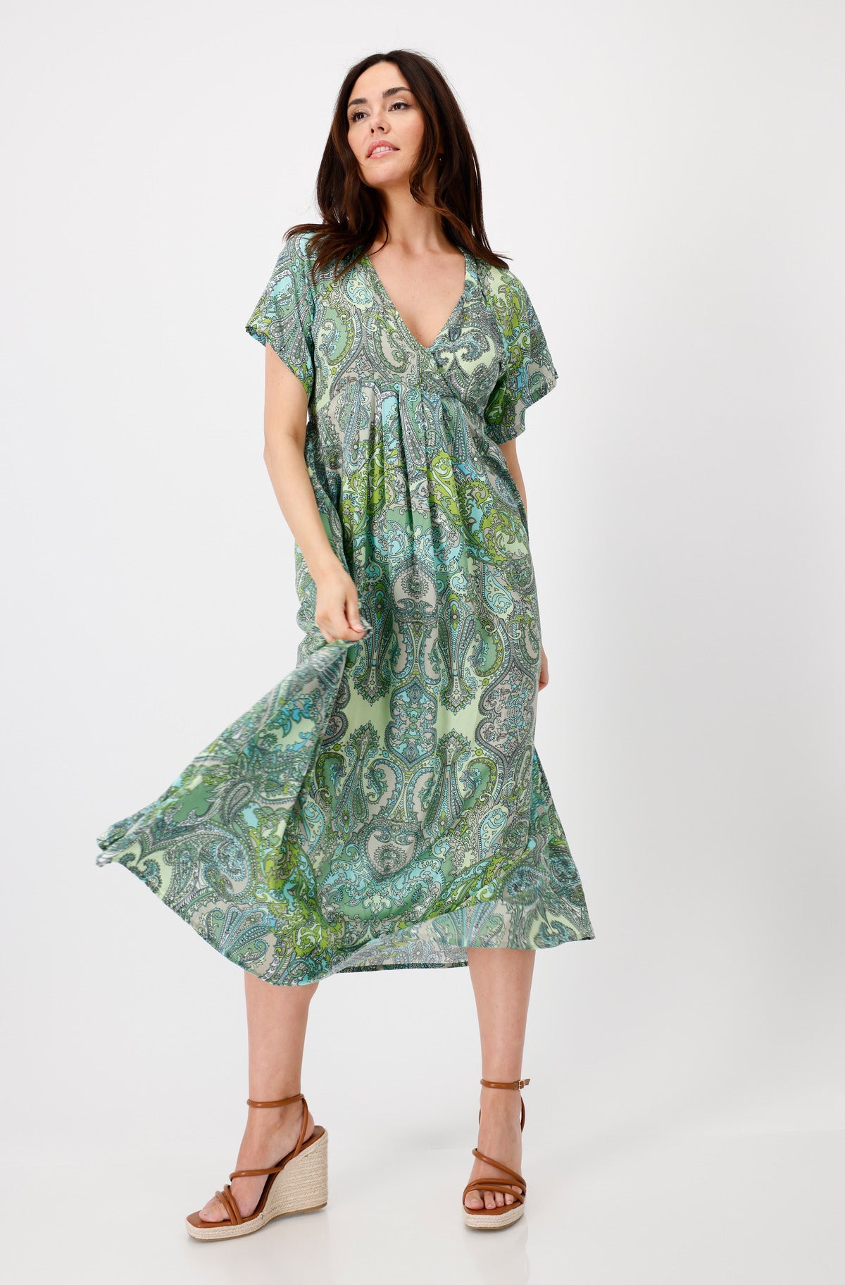 Monari - V-Neck Paisley Maxi Dress
