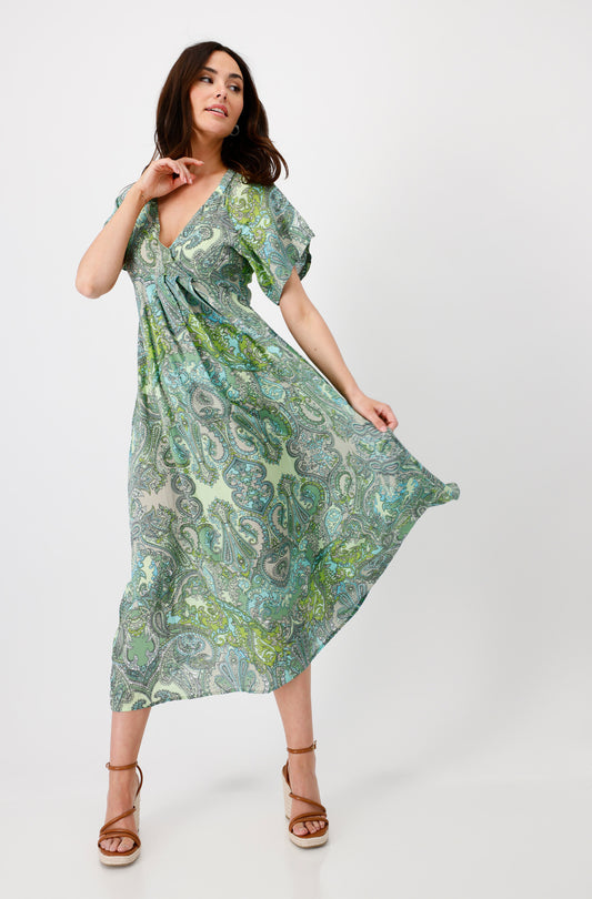 Monari - V-Neck Paisley Maxi Dress