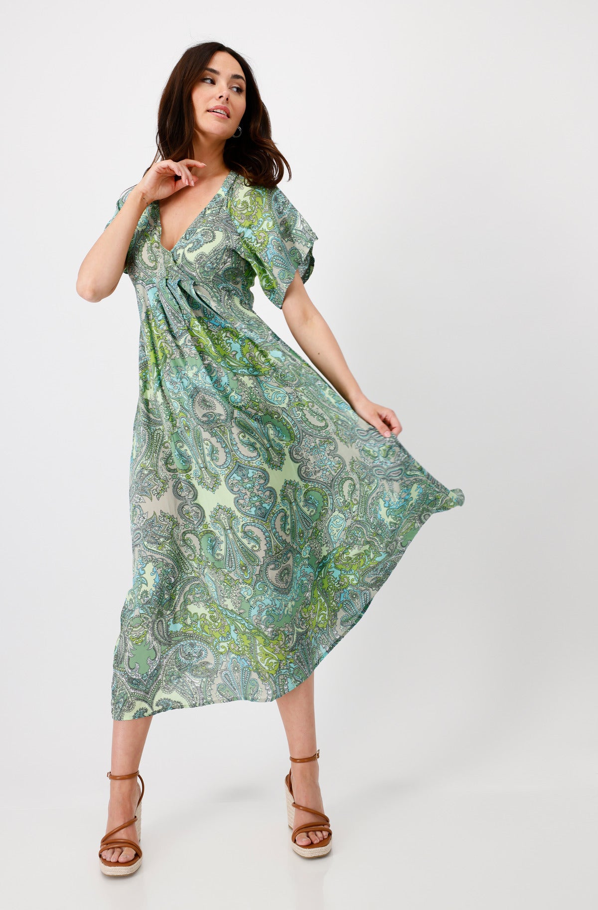 Monari - V-Neck Paisley Maxi Dress