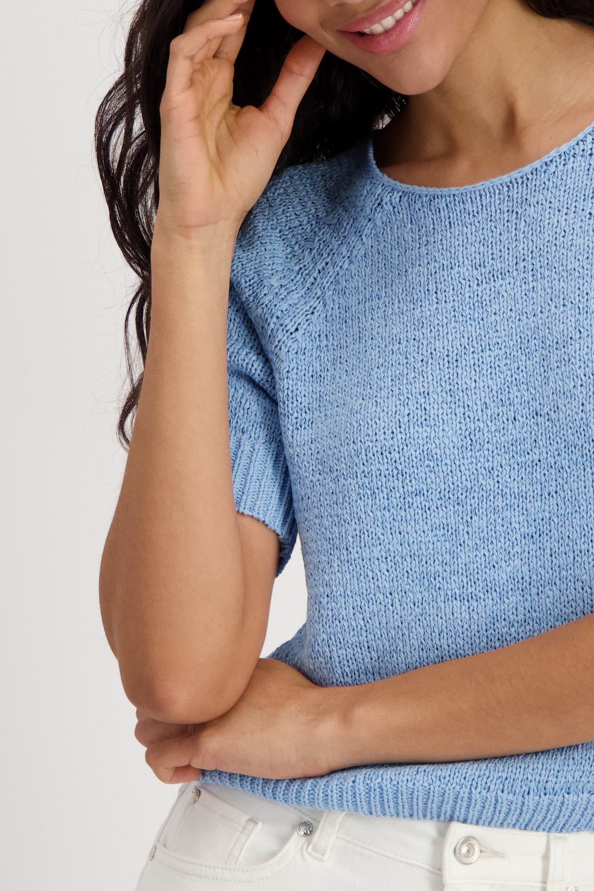 Monari - Short Sleeve Basic Ribbon Sweater