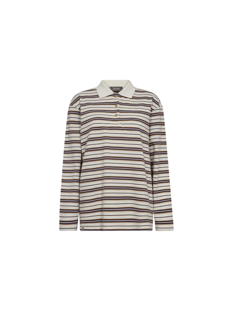 Mos Mosh - Rossett Long Sleeve Striped Polo Top