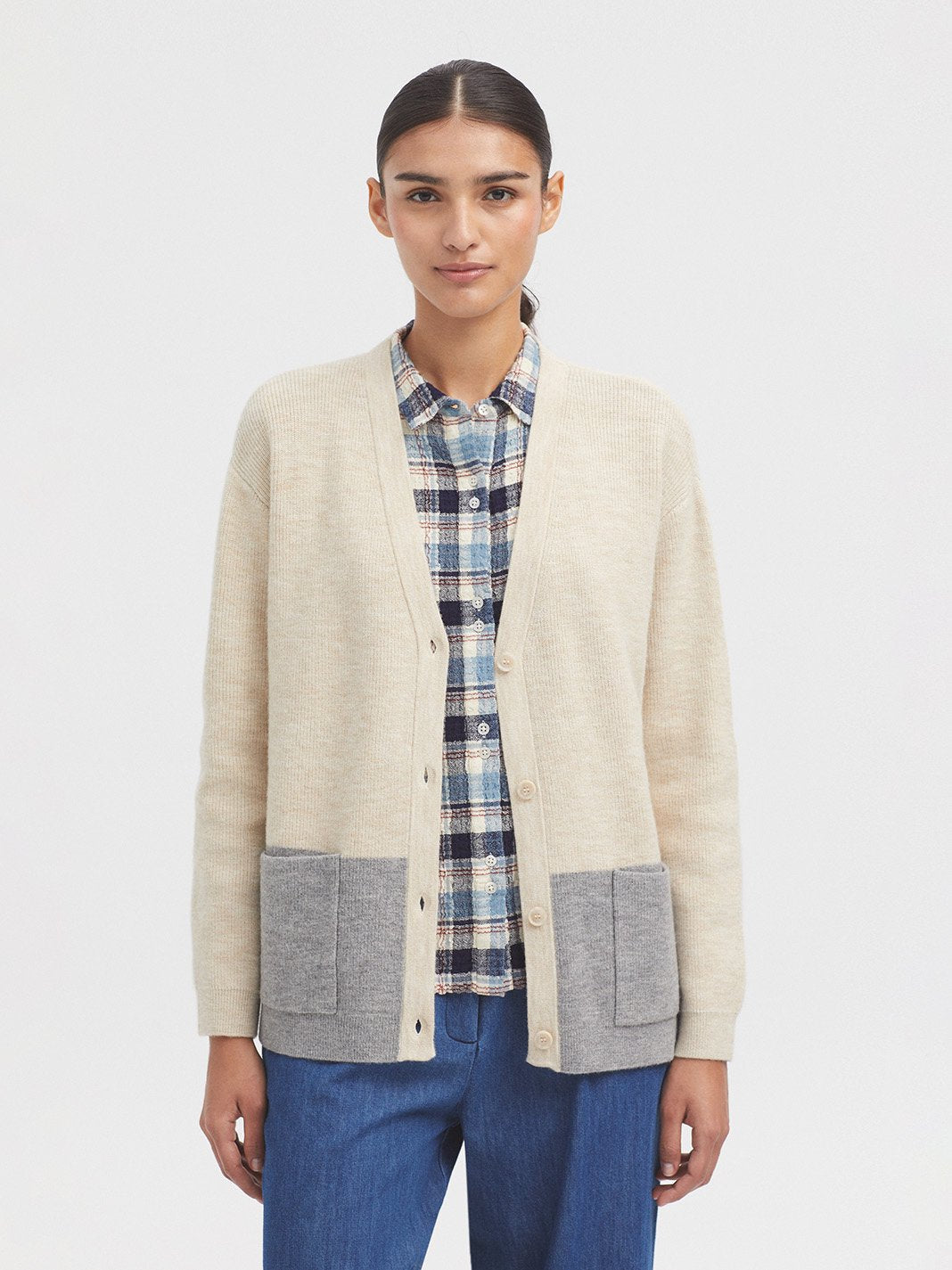 Nice Things Paloma - Two Tone V Neck Cardigan