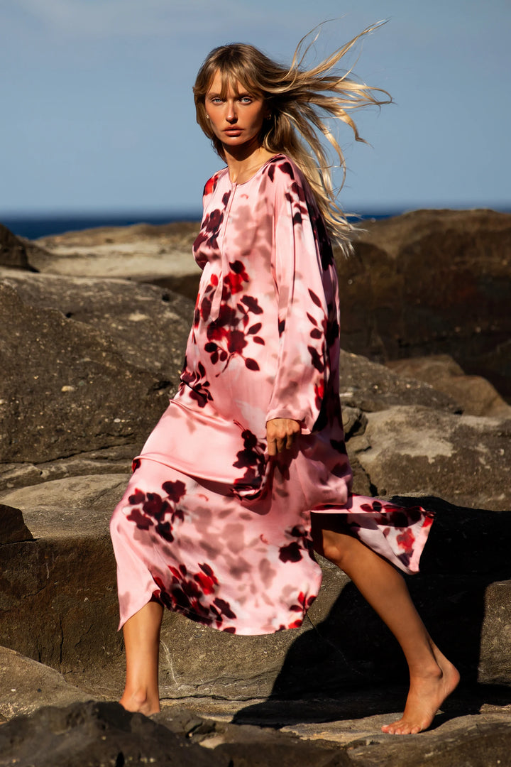 oneseason - Llew Cupro Maxi in Blush Haze