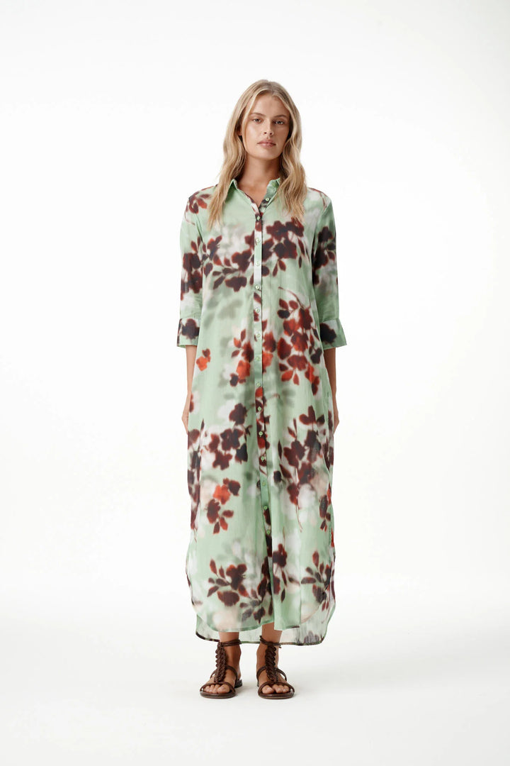 oneseason - Long Daisy Cotton Dress Pistacio Haze
