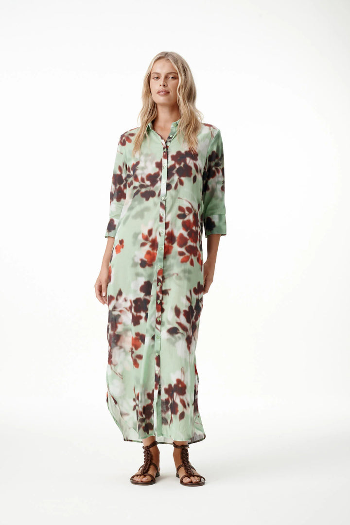 oneseason - Long Daisy Cotton Dress Pistacio Haze