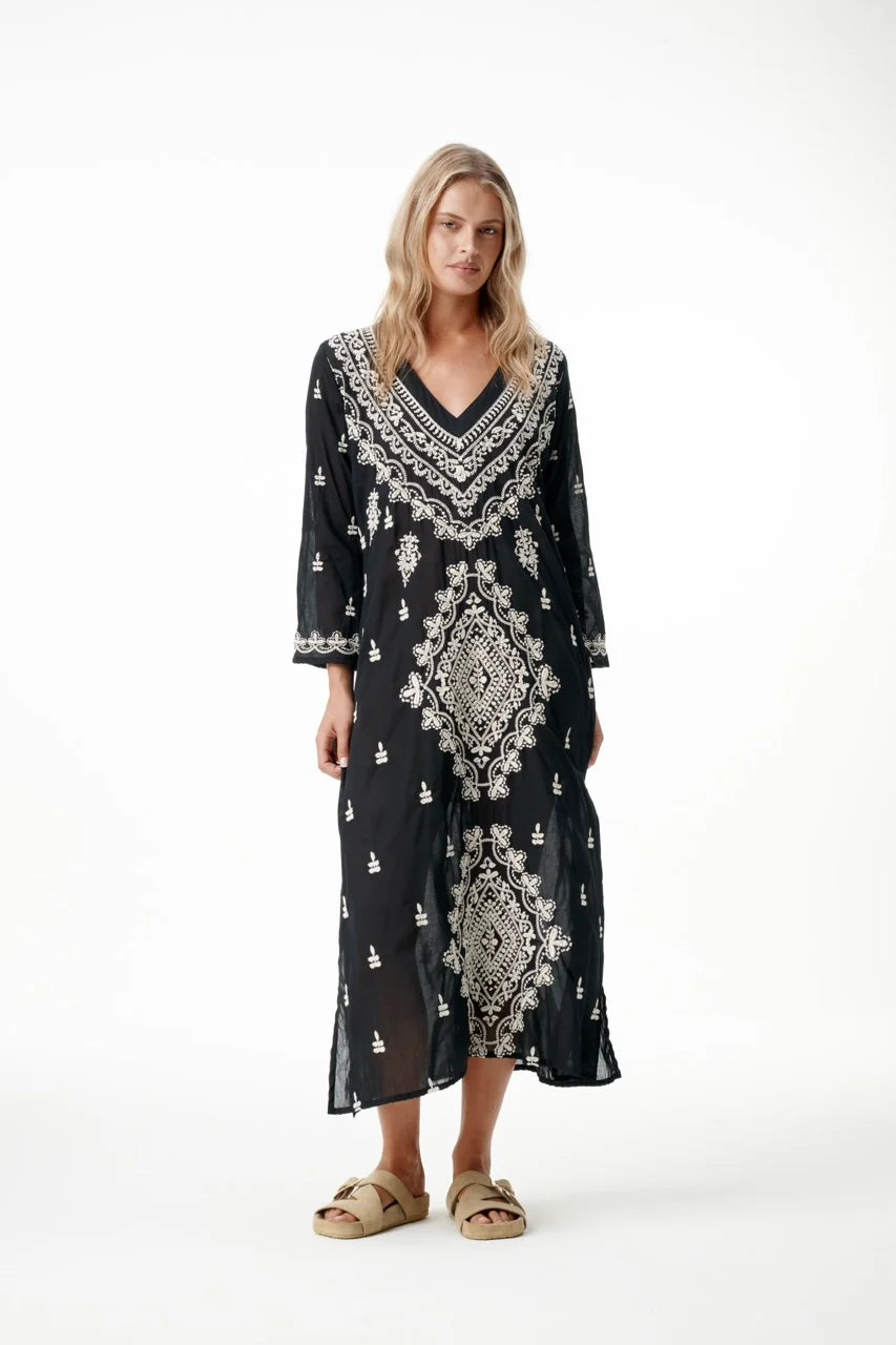 oneseason - Long Goa Embroidery Cotton Dress