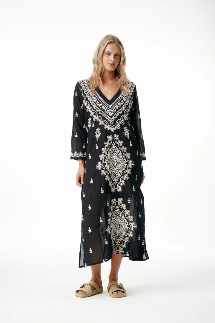 oneseason - Long Goa Embroidery Cotton Dress