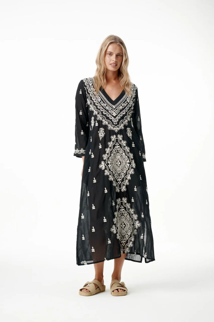 oneseason - Long Goa Embroidery Cotton Dress