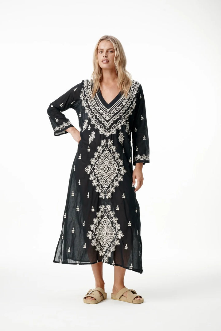 oneseason - Long Goa Embroidery Cotton Dress