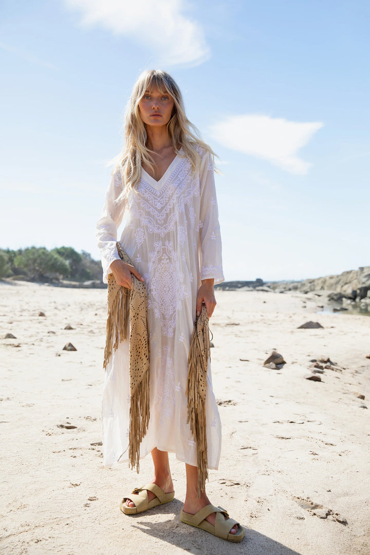 oneseason - Long Goa Embroidery Cotton Dress