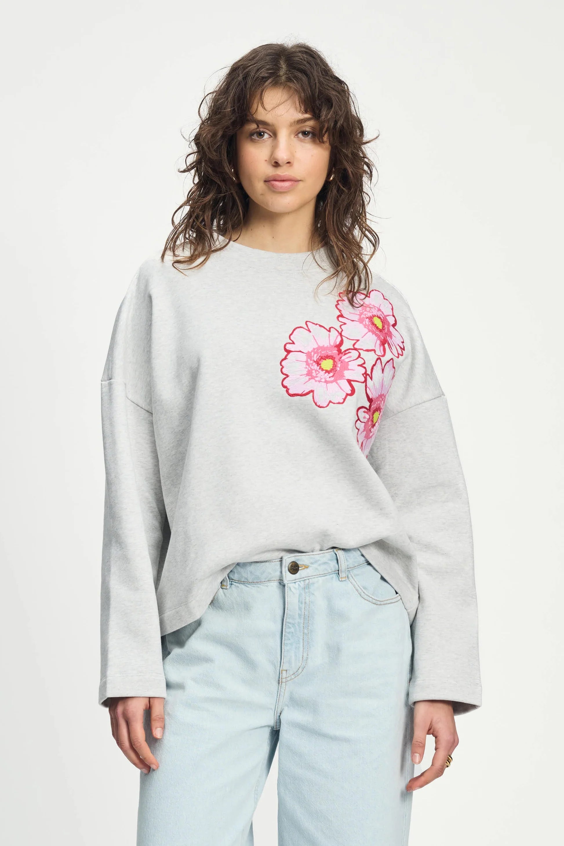 Pom Amsterdam - Grey Embroidered Sweater