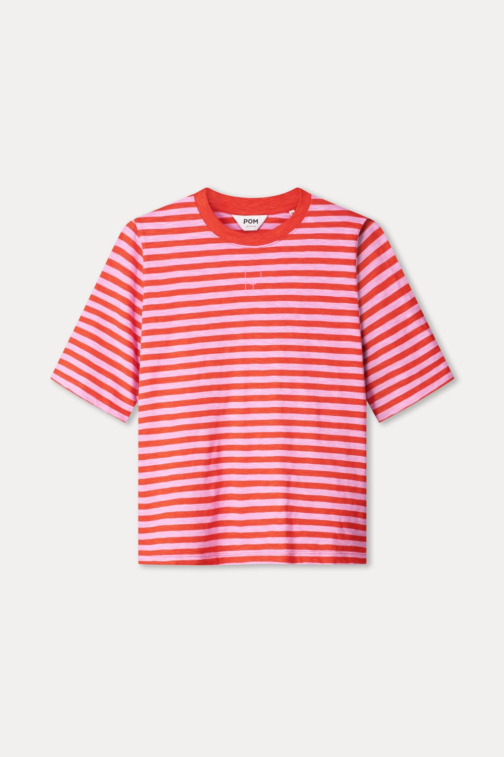 Pom Amsterdam - Orange and Pink Striped T-Shirt