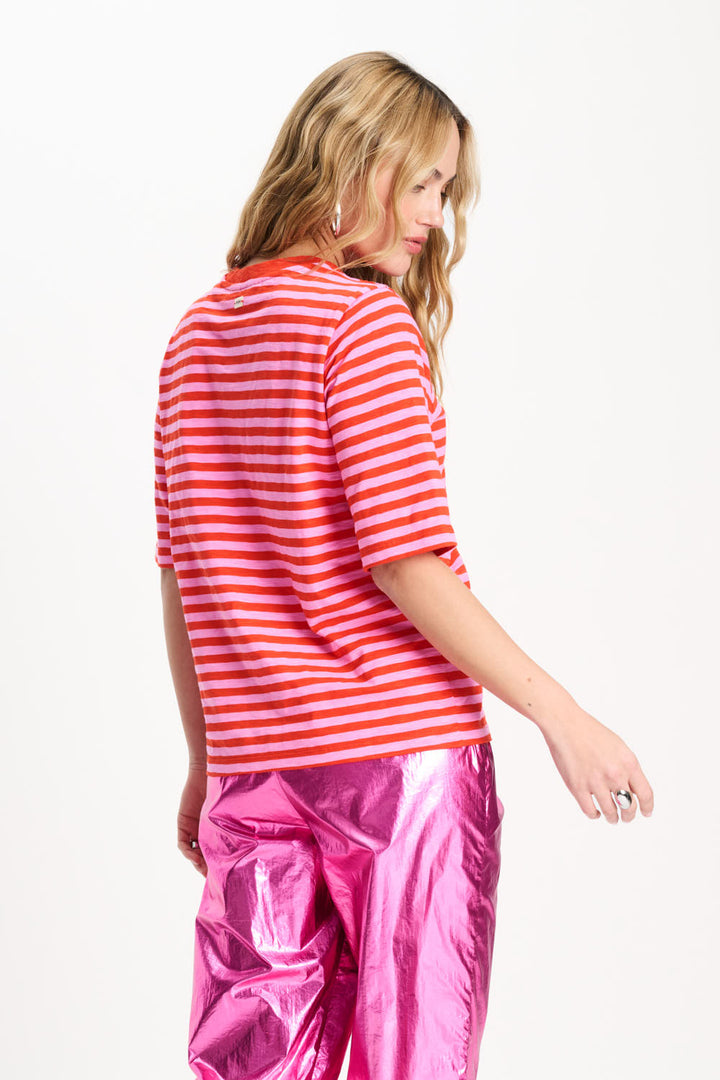 Pom Amsterdam - Orange and Pink Striped T-Shirt