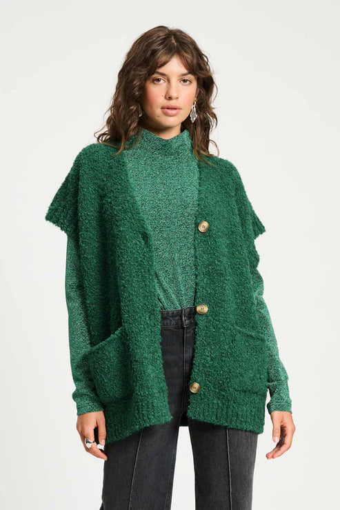 Pom Amsterdam - Pine Green Cardigan Vest