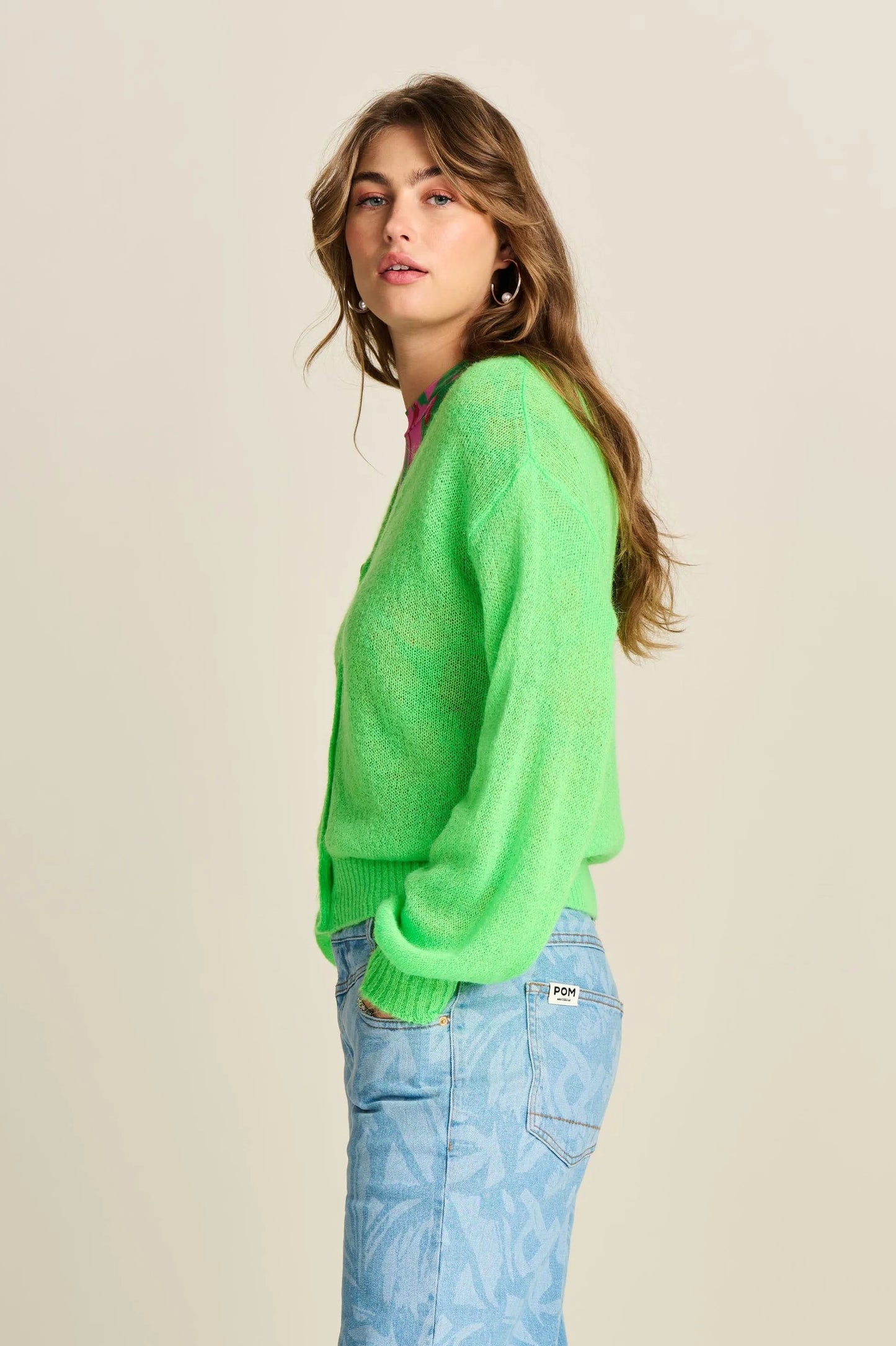 POM Amsterdam - CARDIGAN Neon Green