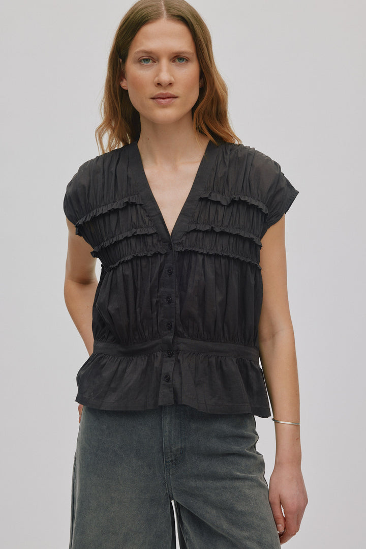 Rabens Saloner - Elenor Voile Frill Top
