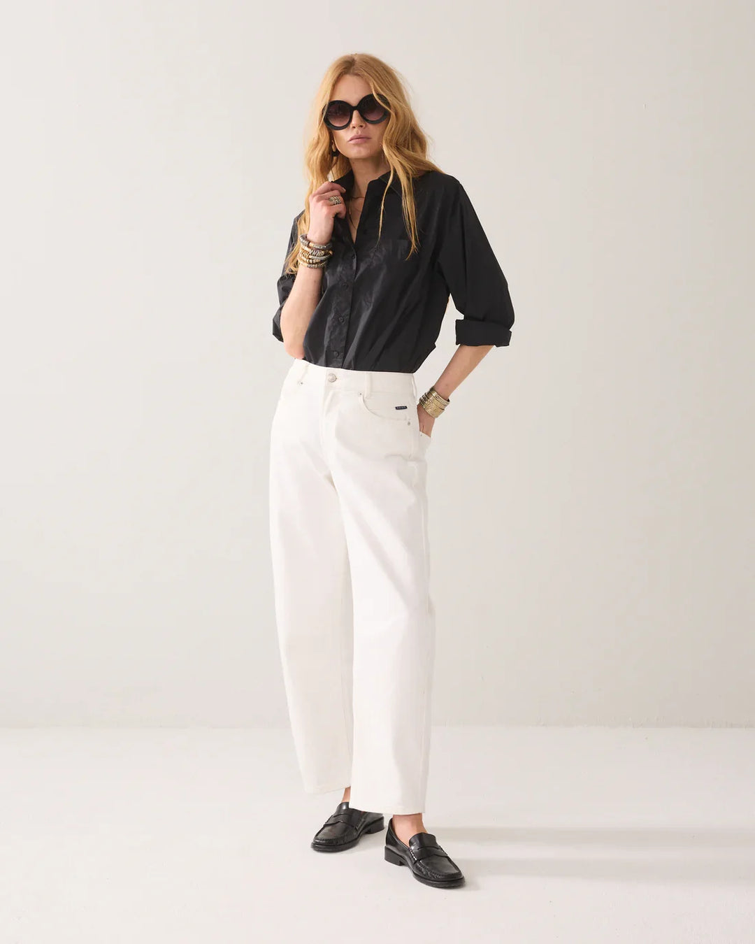 SUMMUM - Cotton Twill White Jeans