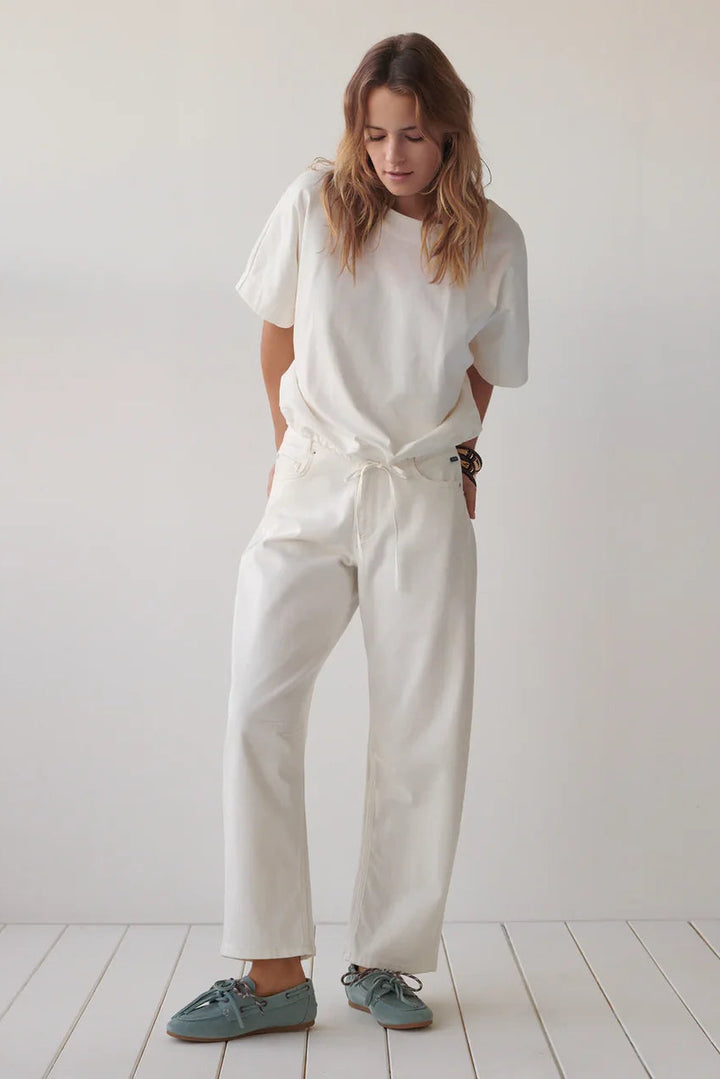 SUMMUM - Cotton Twill White Jeans
