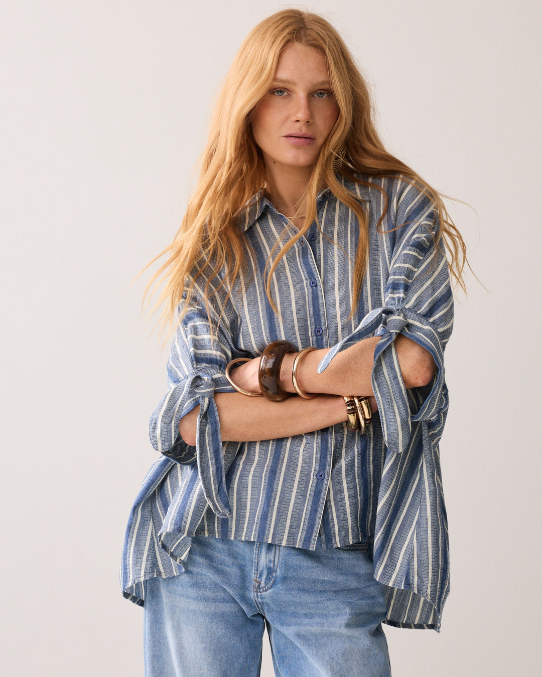 SUMMUM - Indigo Stripe Blouse
