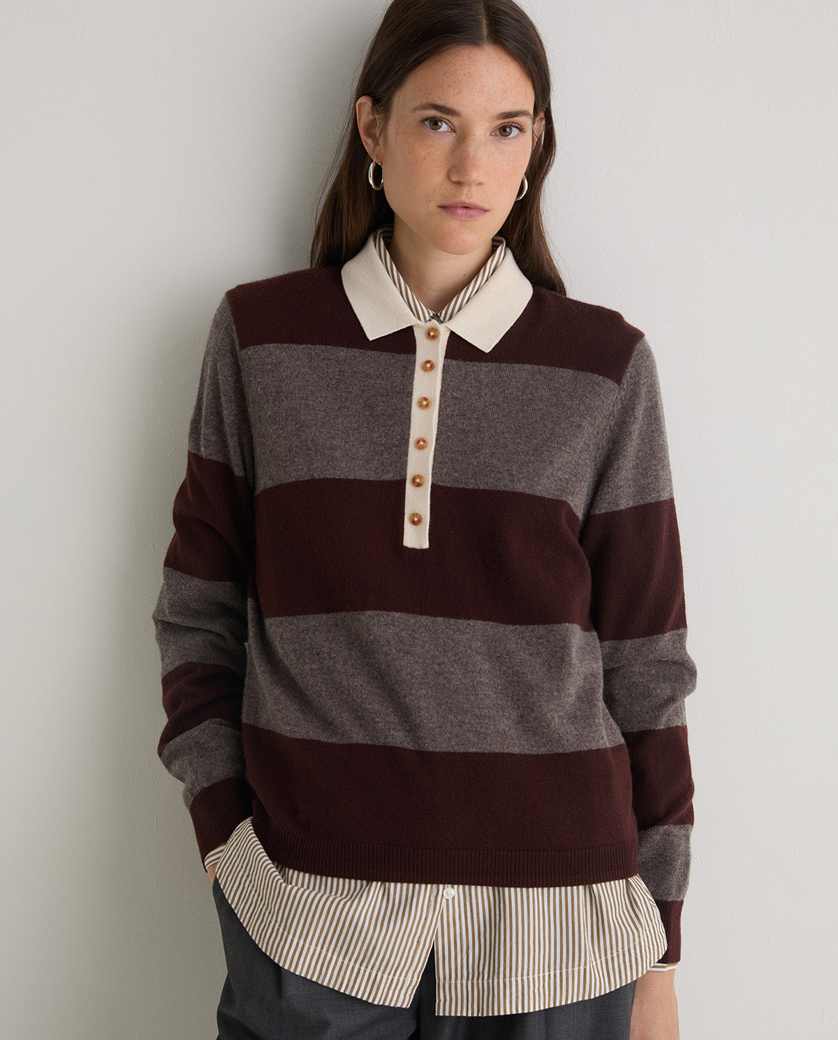 Yerse - Polo Neck Striped Jumper