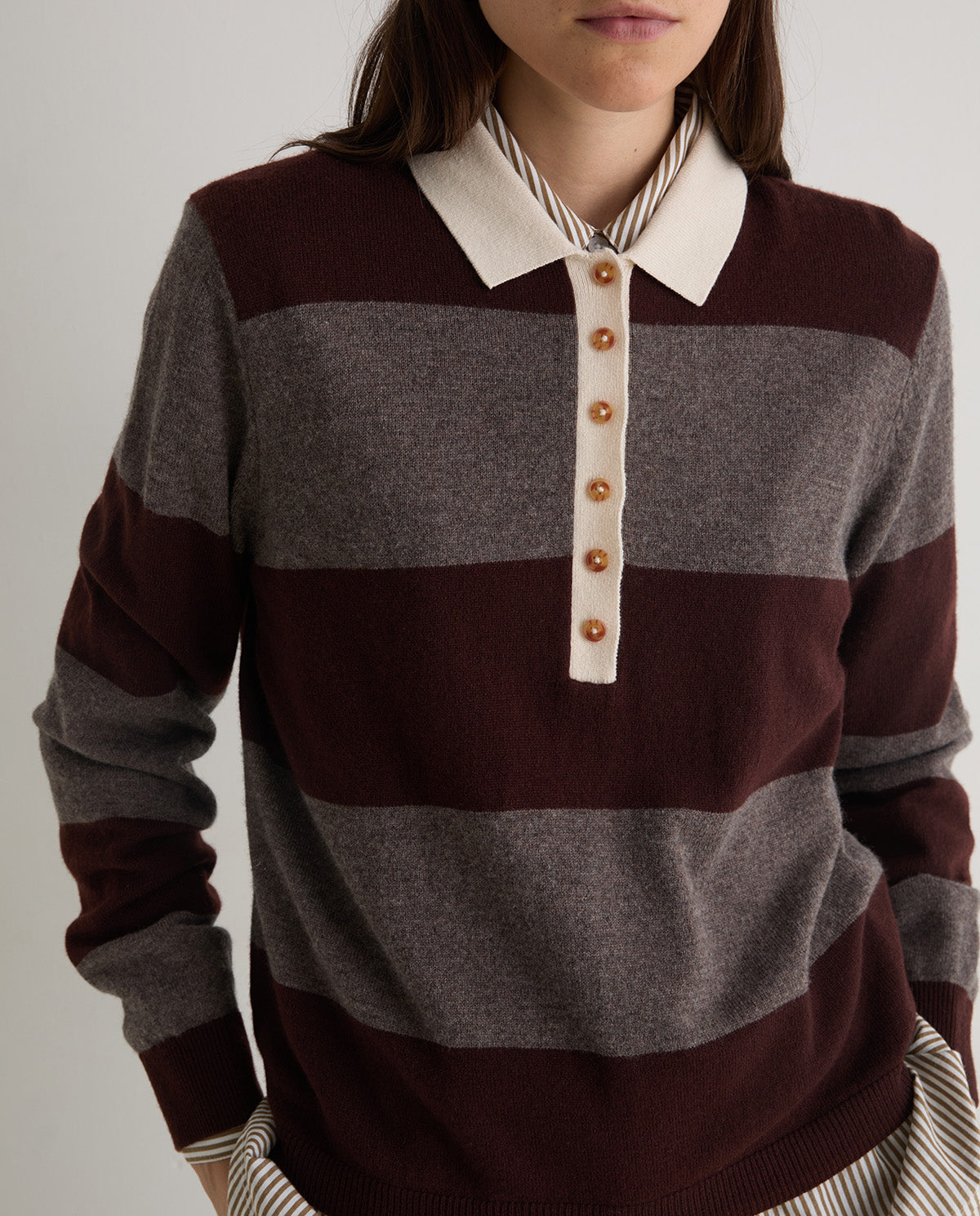 Yerse - Polo Neck Striped Jumper