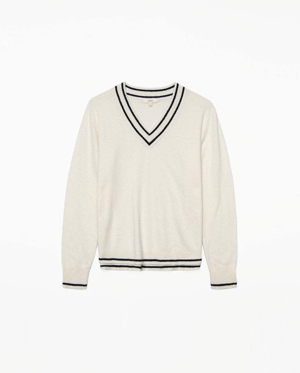 Yerse - V-Neck Contrast Jumper