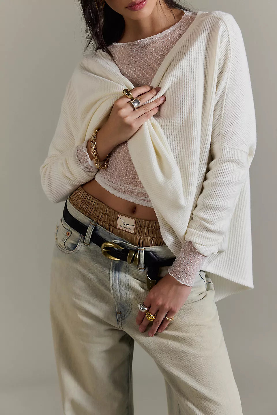 Free People - Latte Blues Solid Sweater