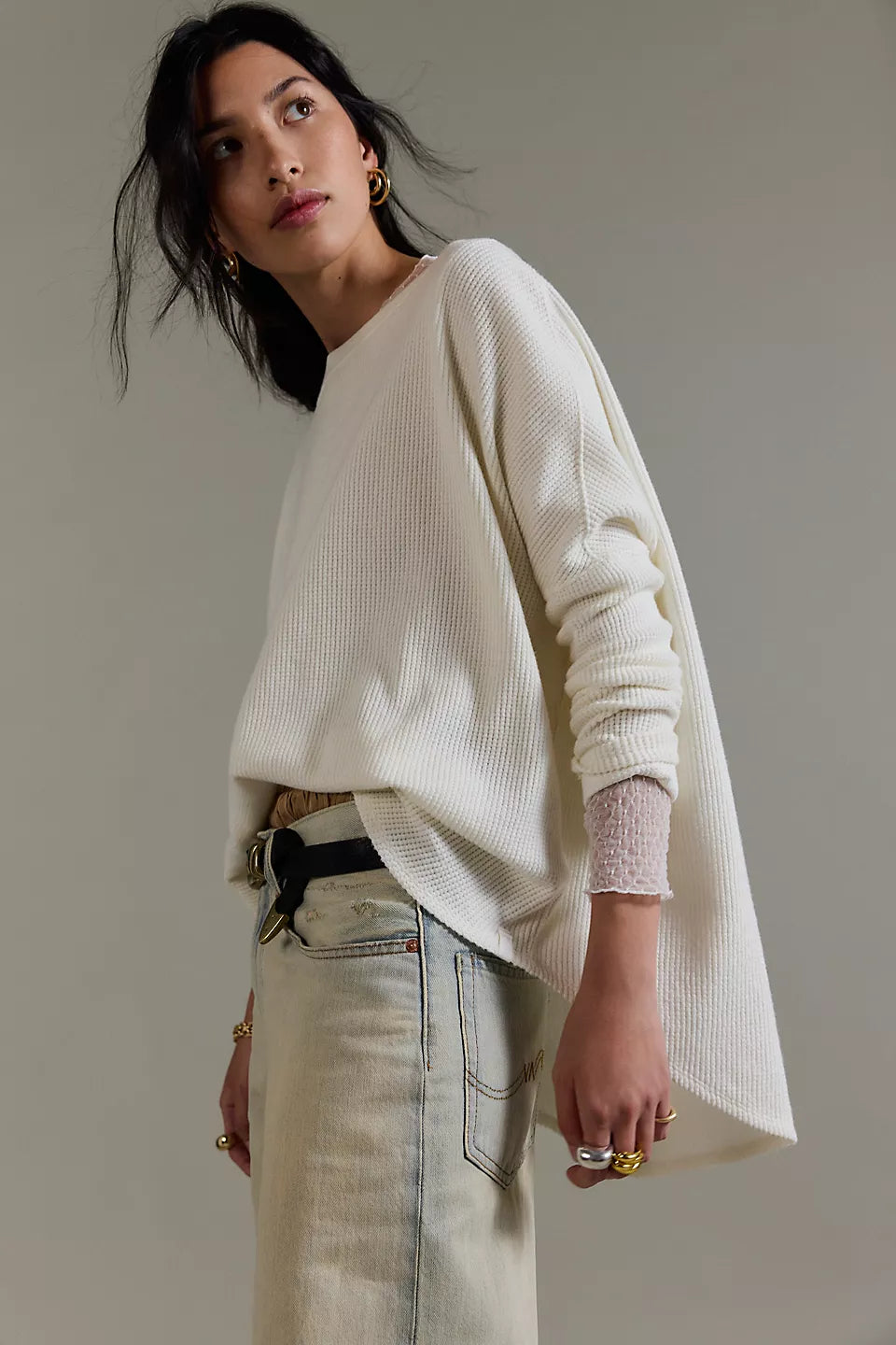 Free People - Latte Blues Solid Sweater