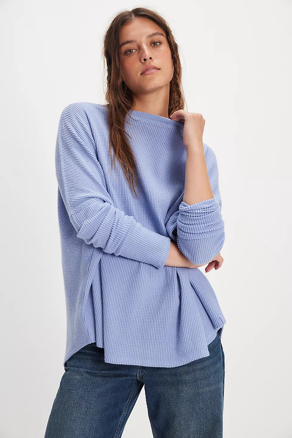 Free People - Latte Blues Solid Sweater