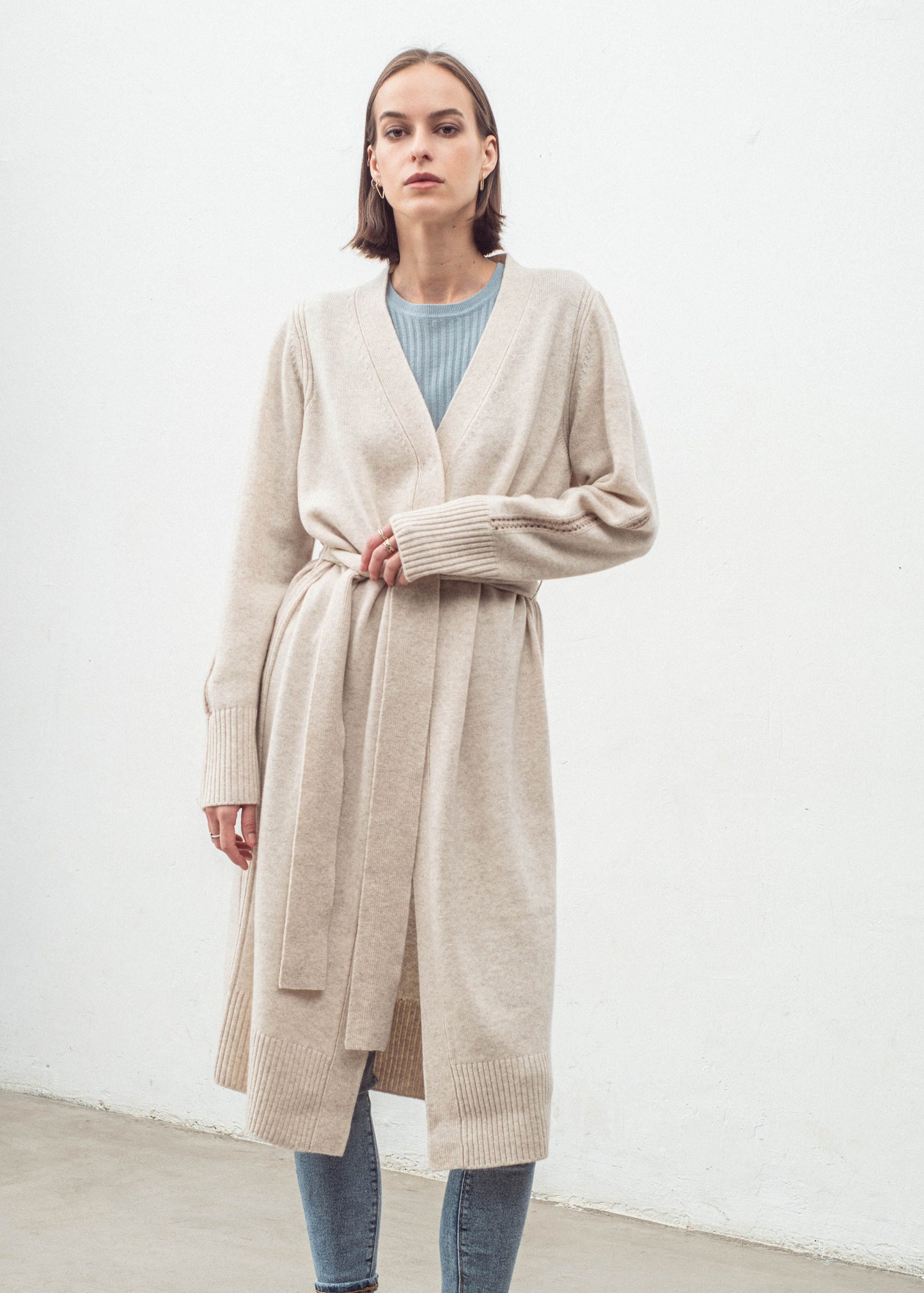 Aleger Cashmere - Cashmere Blend Luxe Long Cardigan Shell