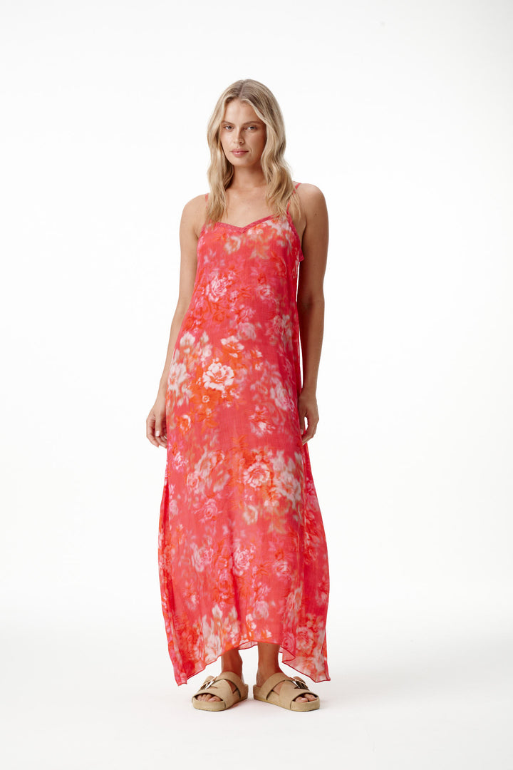 oneseason - Antoinette Viscose Slip Dress in Rose Rouge