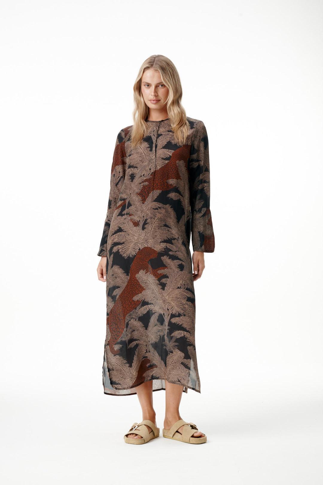 oneseason - Long Genie Viscose Dress Palm Safari
