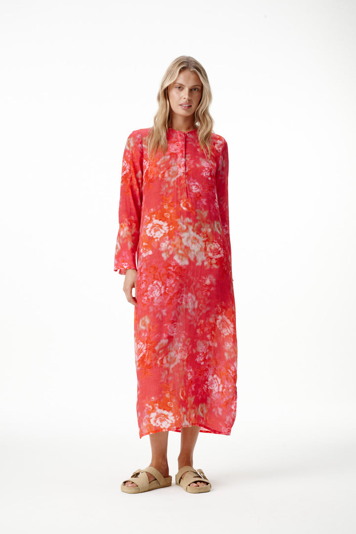 oneseason - Long Genie Viscose Dress Rose Rouge