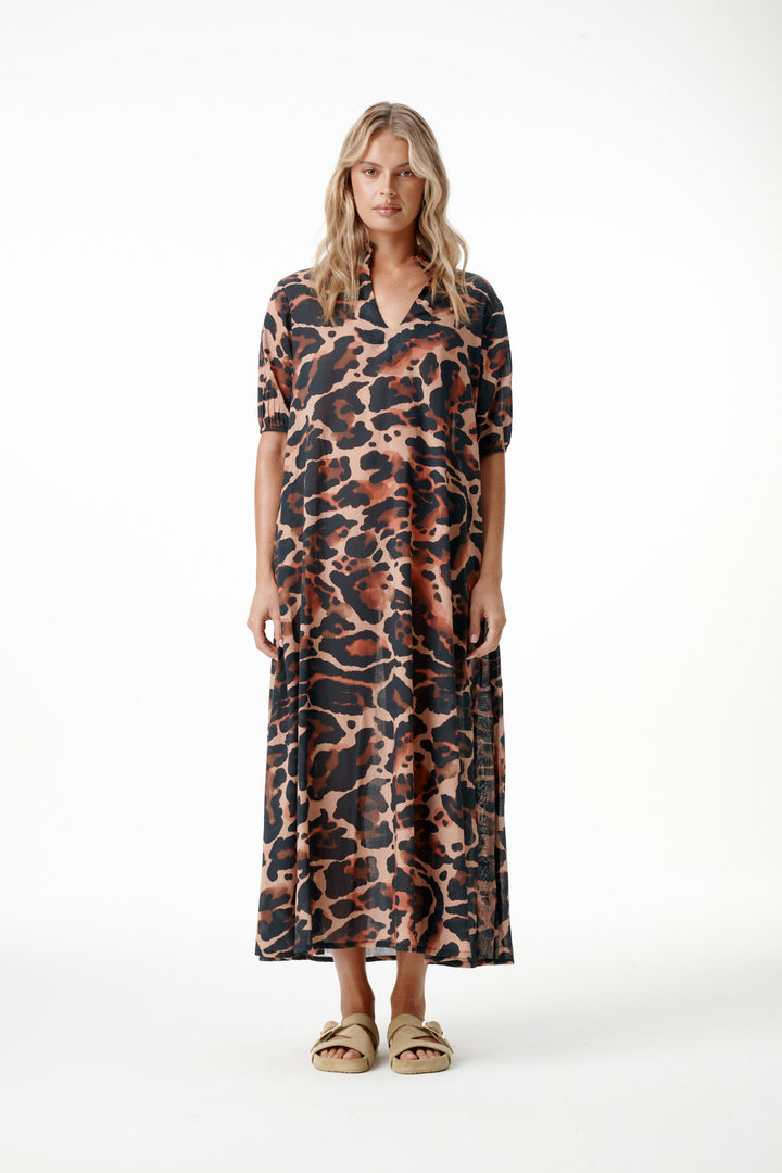 oneseason - Long Grace Dress Terra Leopard