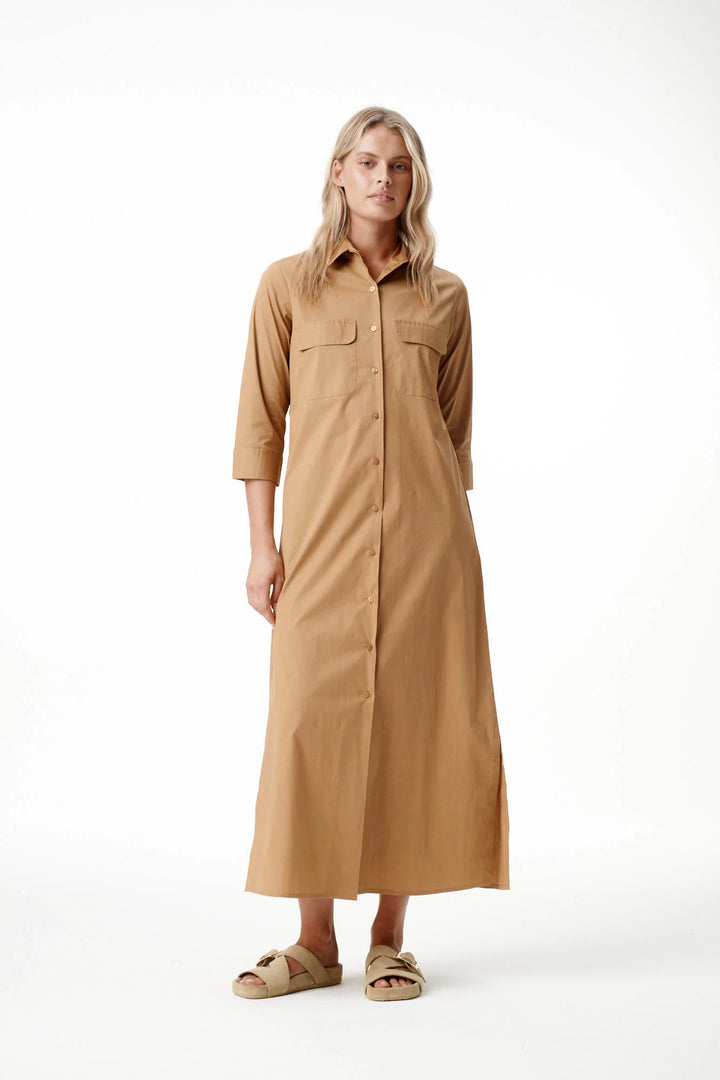oneseason - Long Lily Plain Cotton Luxe Dress