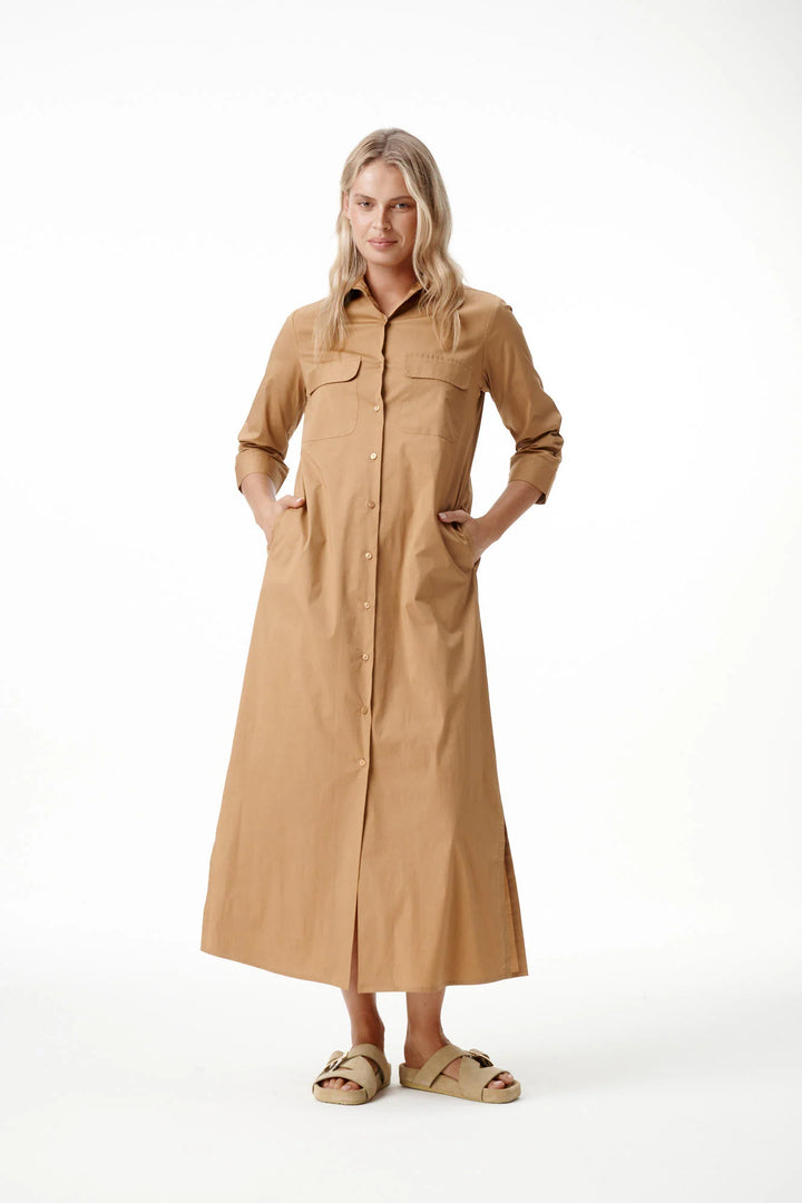 oneseason - Long Lily Plain Cotton Luxe Dress